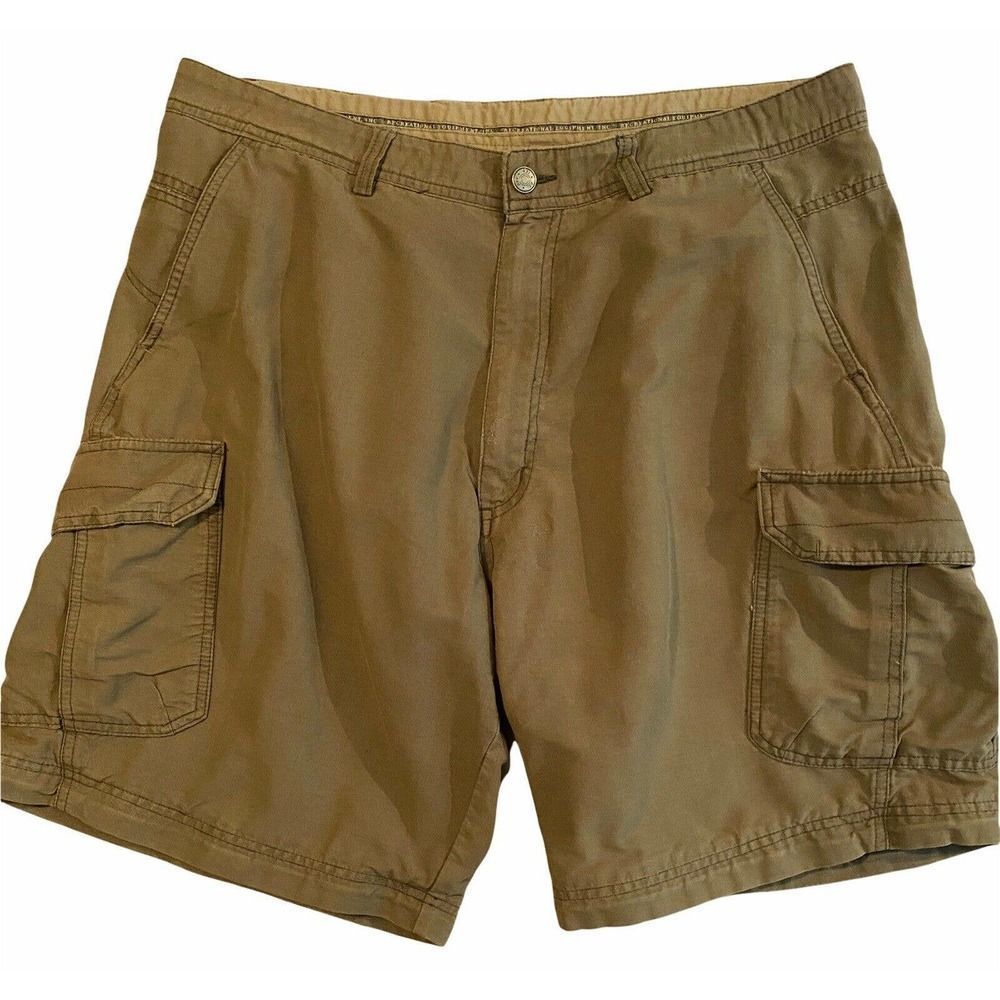 REI Mens Olive Army Green Khaki Cargo Shorts Pockets 8” Inseam Size 38